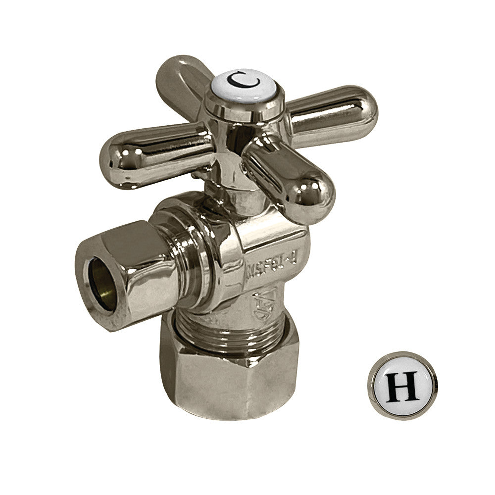 Kingston Brass CC33108X 3/8" IPS X 3/8" OD Comp Quarter-Turn Angle Stop Valve, Brushed Nickel - BNGBath