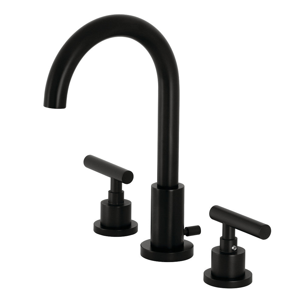 Kingston Brass FSC8920CML Manhattan Widespread Bathroom Faucet with Brass Pop-Up, Matte Black - BNGBath