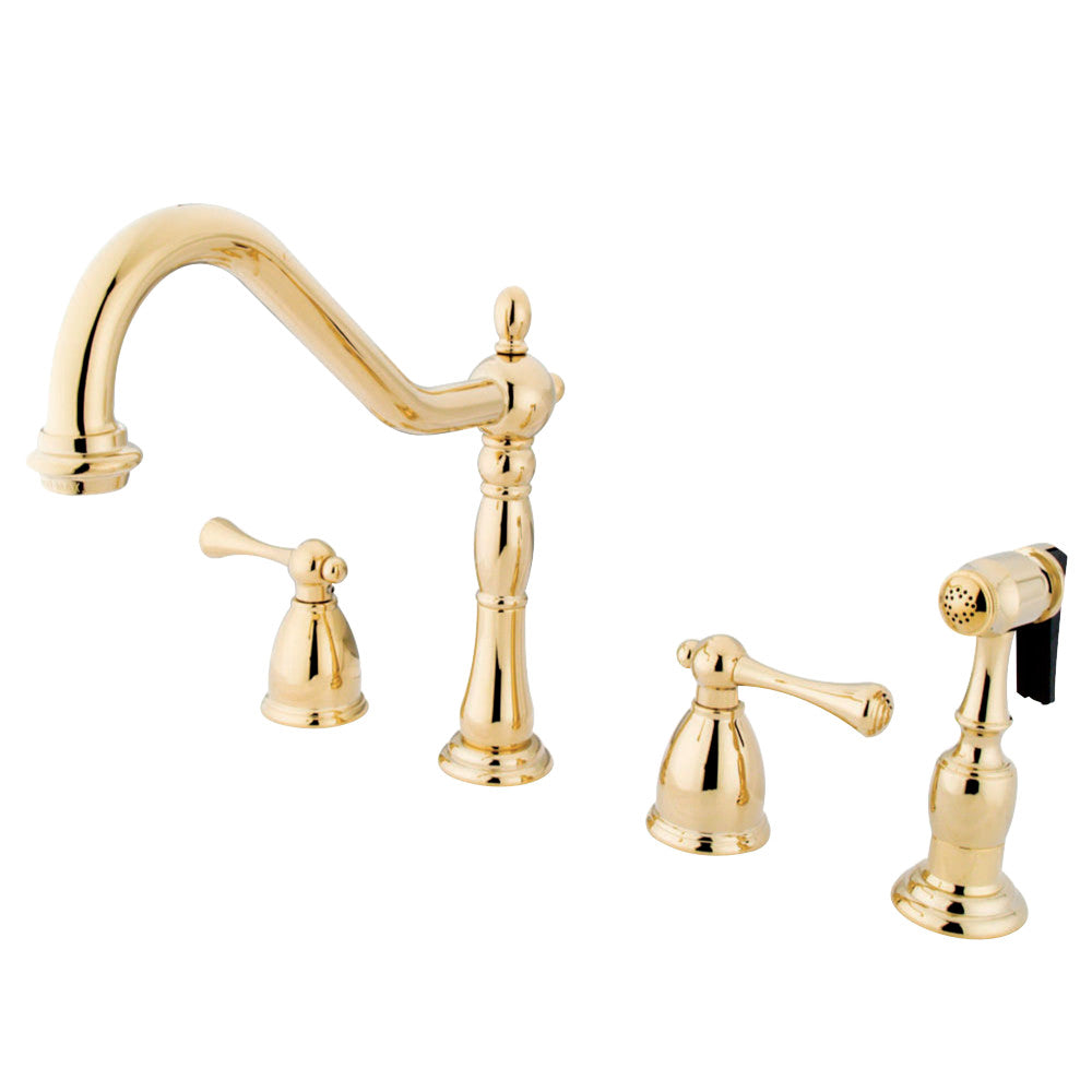 Kingston Brass KB1792BLBS Widespread Kitchen Faucet, Polished Brass - BNGBath