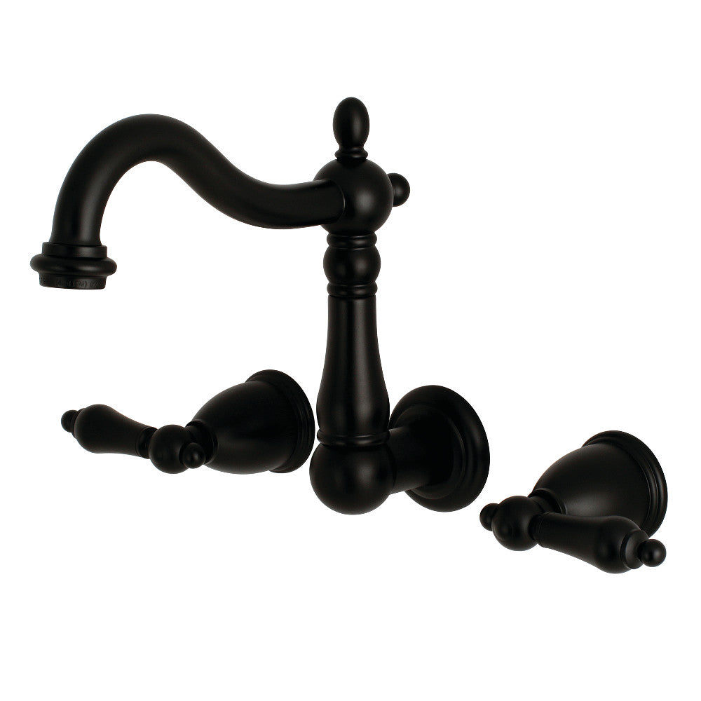 Kingston Brass KS1250AL 8-Inch Center Wall Mount Bathroom Faucet, Matte Black - BNGBath