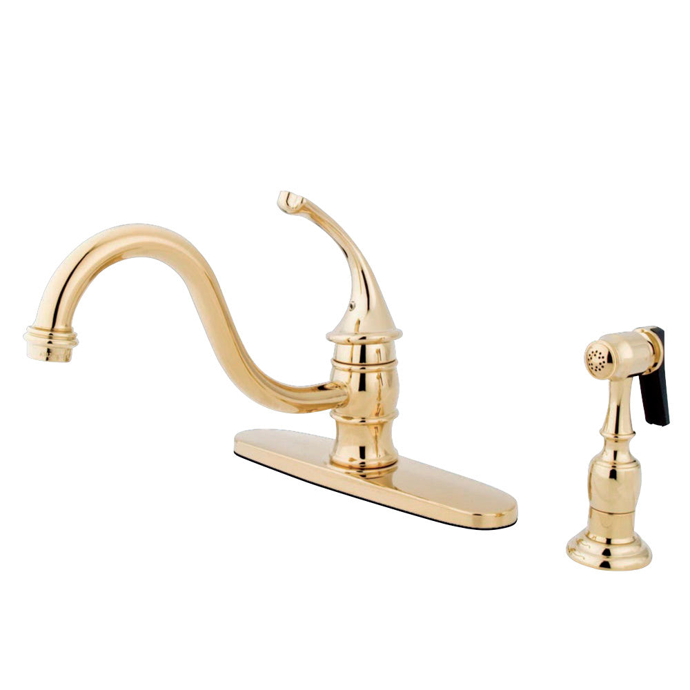 Kingston Brass KB3572GLBS Georgian 8" Centerset Kitchen Faucet with Brass Sprayer, Polished Brass - BNGBath