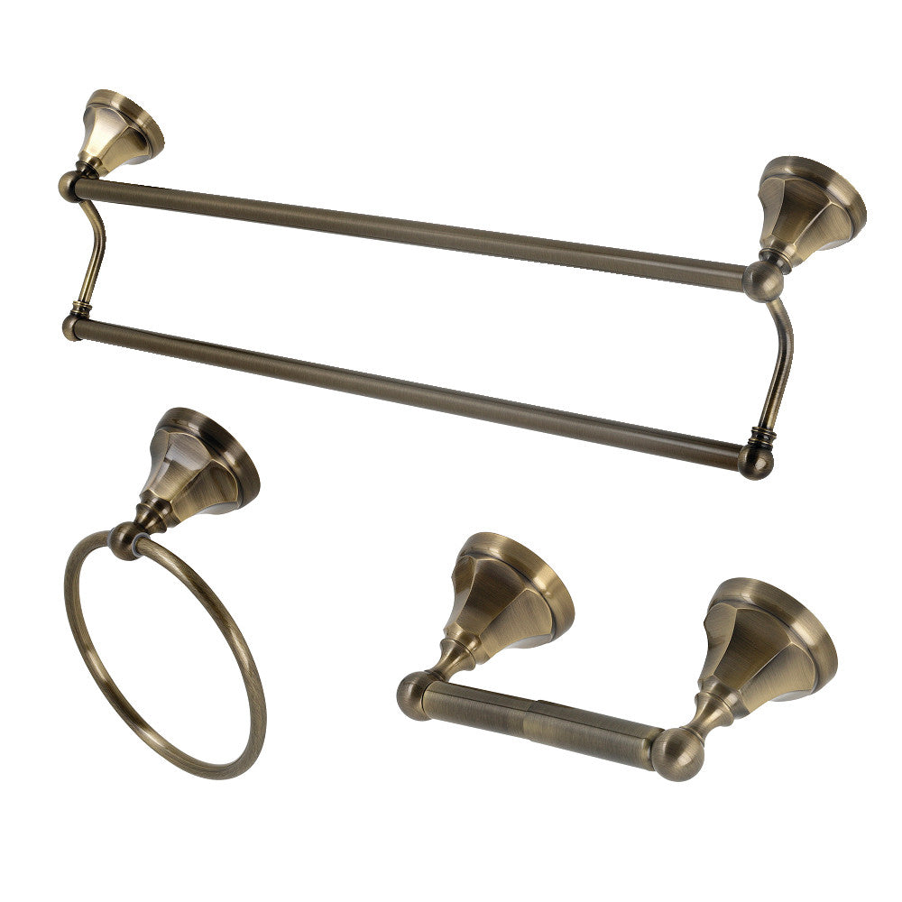 Kingston Brass BAK4181348AB Metropolitan 3-Piece Towel Bar Accessory Set, Antique Brass - BNGBath