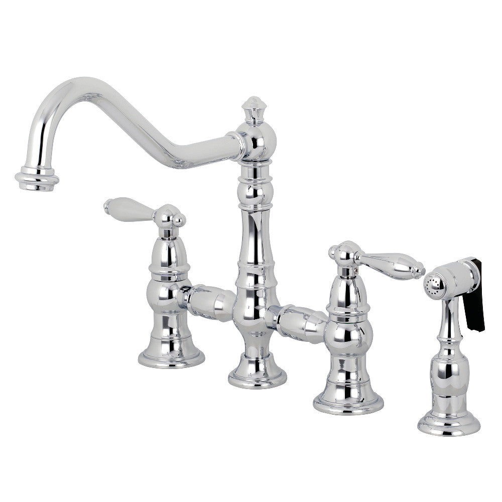 Kingston Brass KS3271ALBS Kitchen Faucet with Side Sprayer, Polished Chrome - BNGBath