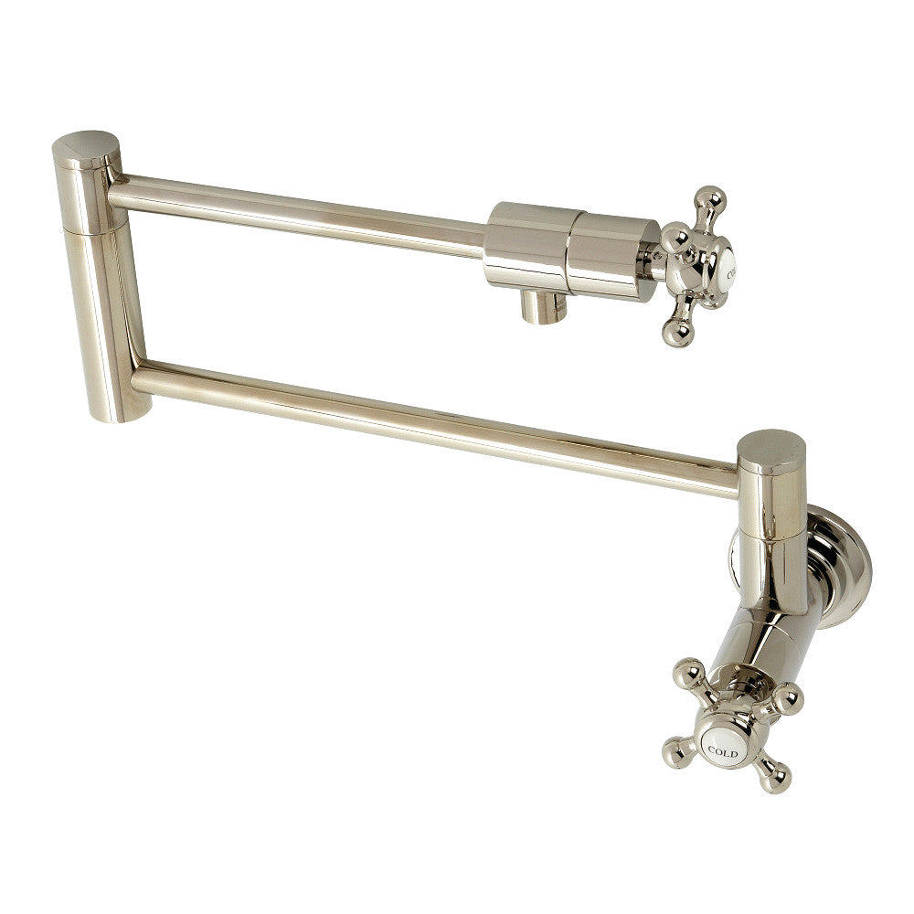 Kingston Brass KS4106BX Metropolitan Wall Mount Pot Filler, Polished Nickel - BNGBath