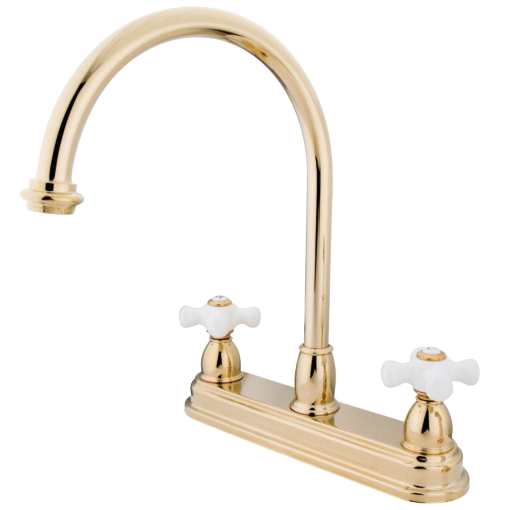 Kingston Brass KB3742PX Restoration Centerset Kitchen Faucet, Polished Brass - BNGBath