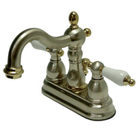 Thumbnail for Kingston Brass KB1609PL Heritage 4 in. Centerset Bathroom Faucet, Brushed Nickel/Polished Brass - BNGBath