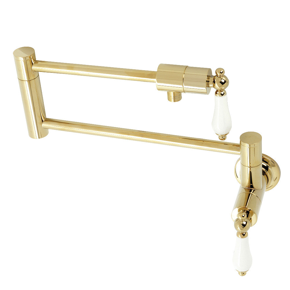 Kingston Brass KS4102PL Metropolitan Wall Mount Pot Filler, Polished Brass - BNGBath