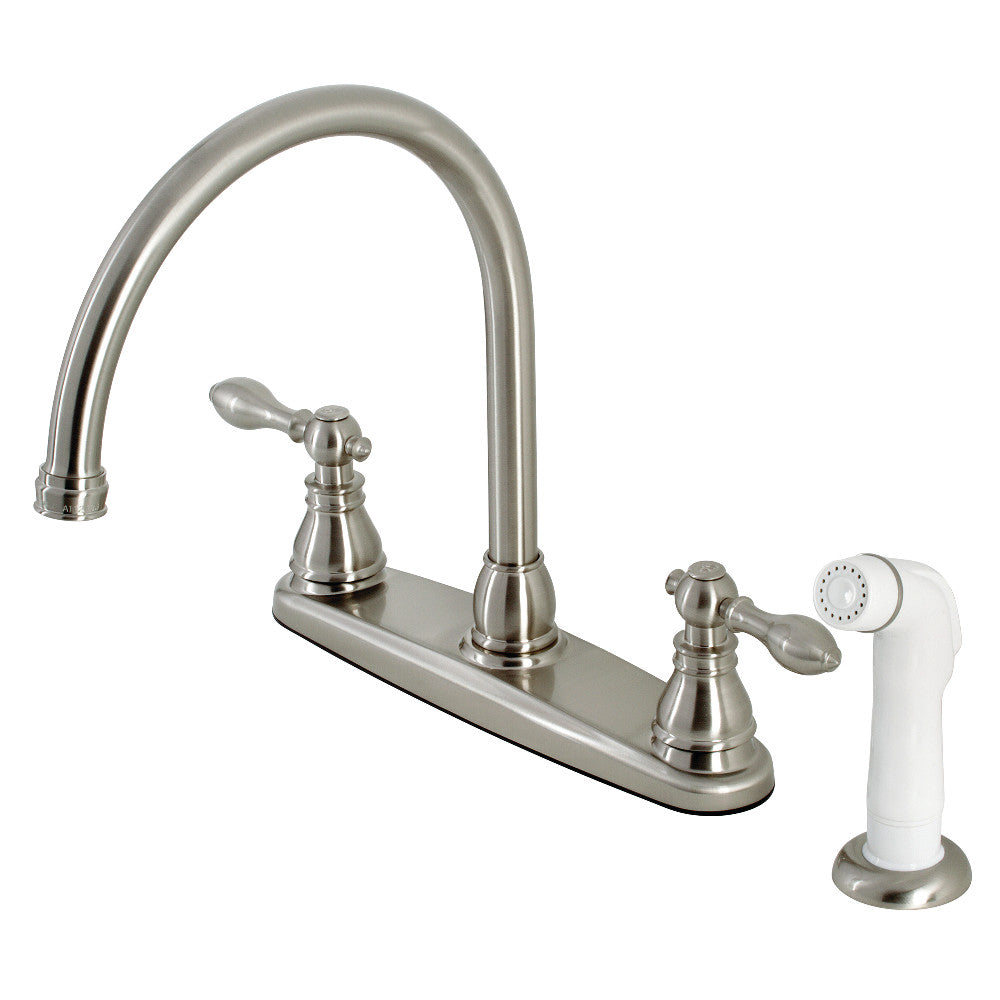 Kingston Brass KB728ACL American Classic Centerset Kitchen Faucet with Side Sprayer, Brushed Nickel - BNGBath