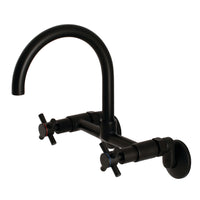 Thumbnail for Kingston Brass Concord 8-Inch Adjustable Center Wall Mount Kitchen Faucet, Matte Black - BNGBath