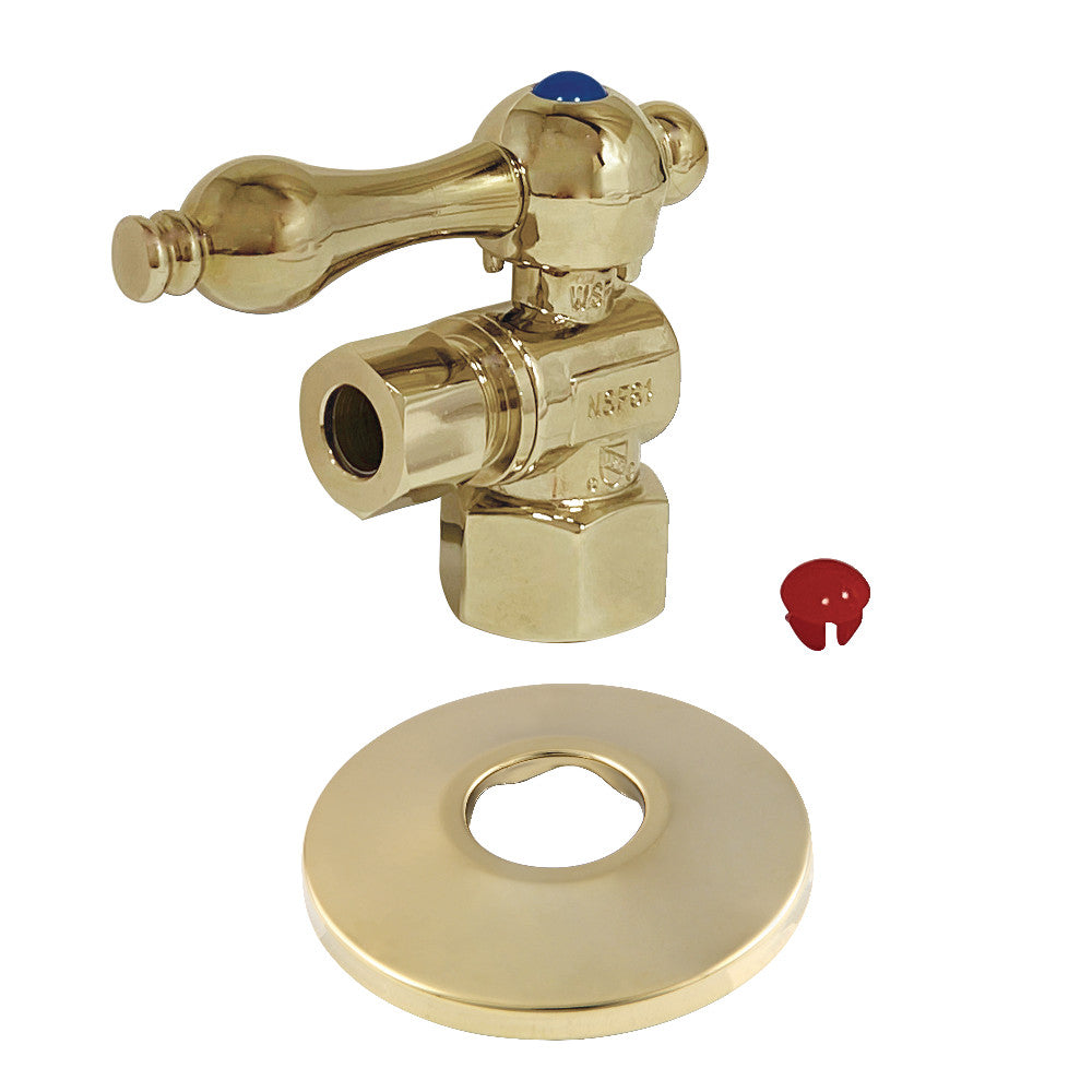 Kingston Brass CC43102K Quarter Turn Valve with Flange (1/2" FIP X 3/8" OD Compression), Polished Brass - BNGBath