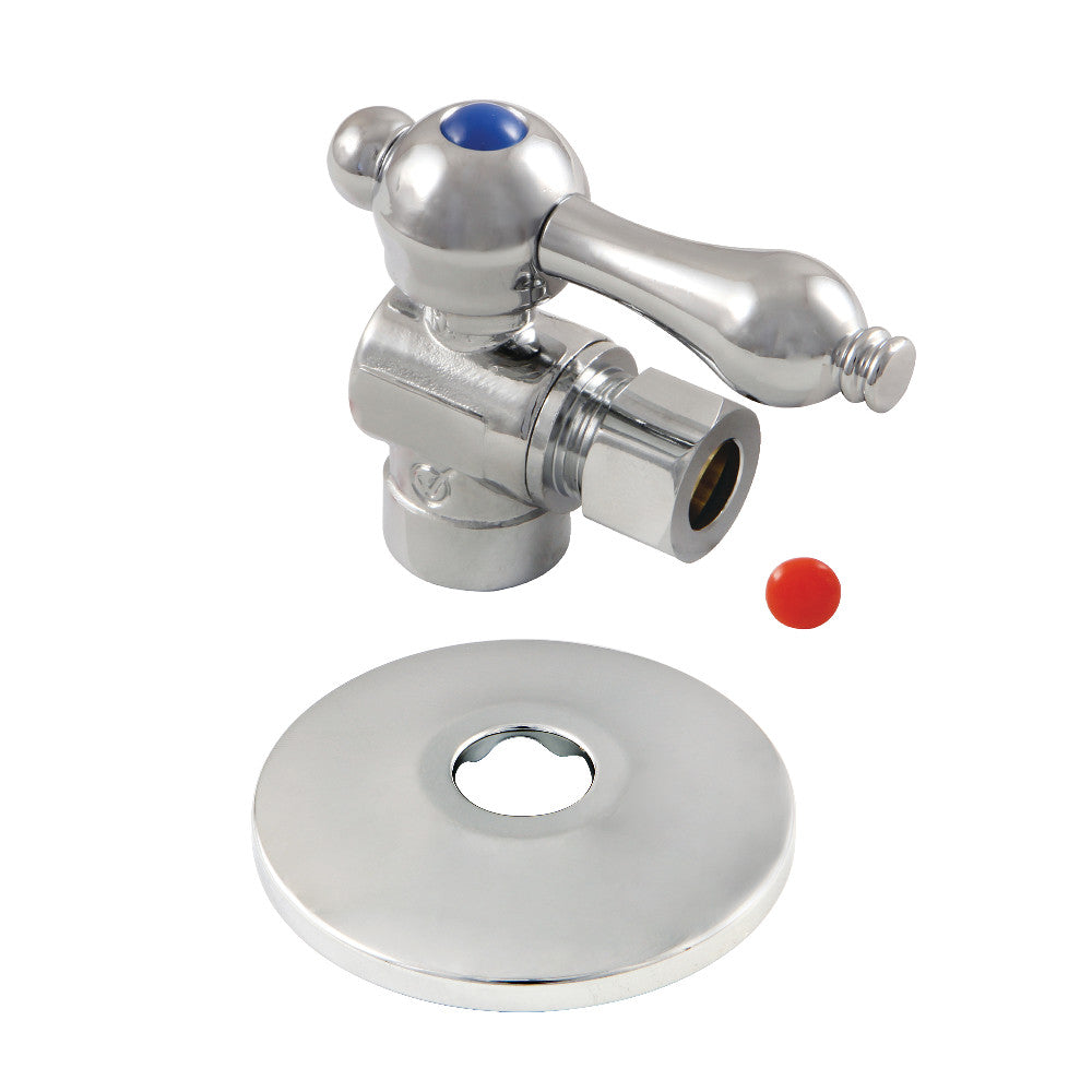 Kingston Brass CC43201K 1/2" Sweat x 3/8" OD Comp Quarter-Turn Angle Stop Valve with Flange, Polished Chrome - BNGBath