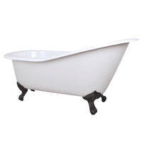 Thumbnail for Aqua Eden NHVCTND653129B0 61-Inch Cast Iron Single Slipper Clawfoot Tub (No Faucet Drillings), White/Matte Black - BNGBath