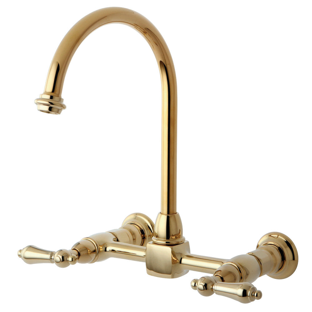 Kingston Brass KS1292AL Restoration Wall Mount Bridge Kitchen Faucet, Polished Brass - BNGBath