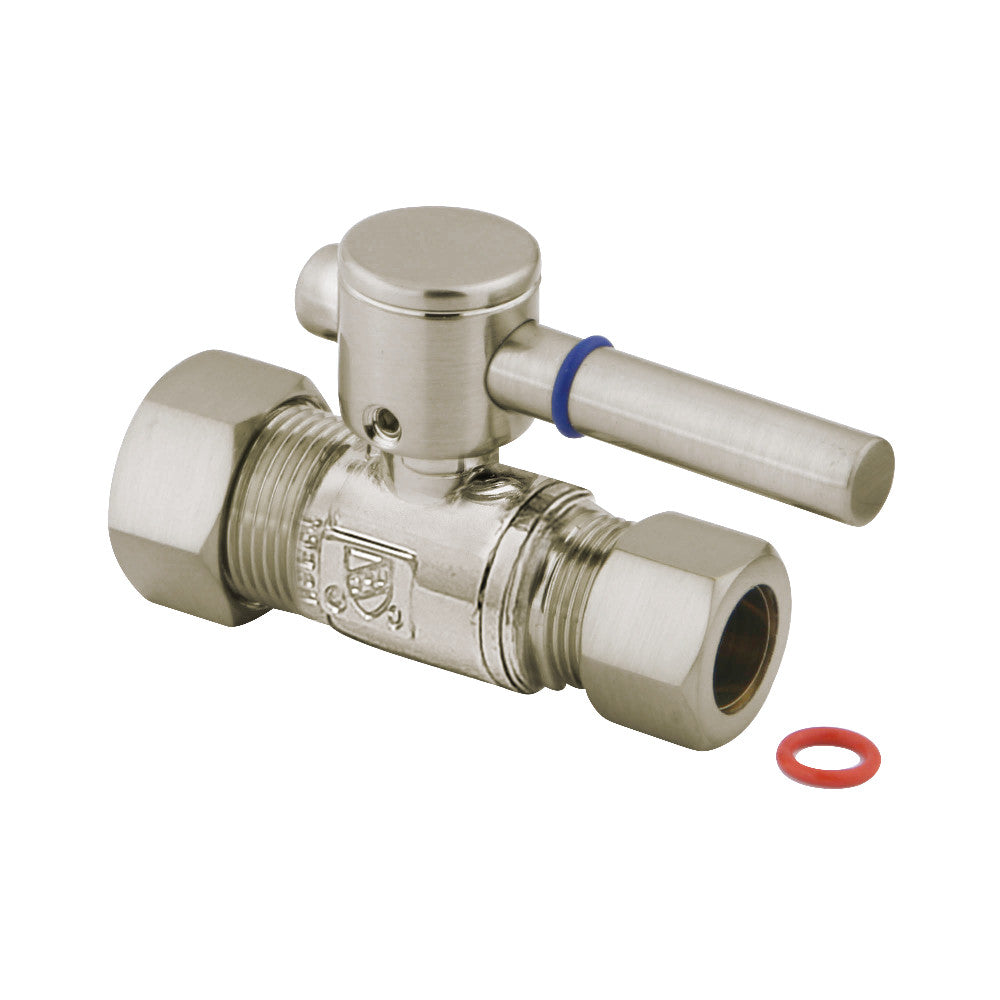 Kingston Brass CC44458DL 5/8" OD Comp X 1/2" OD Comp Straight Shut-Off Valve, Brushed Nickel - BNGBath