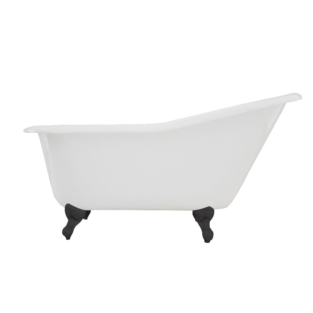 Aqua Eden VCTND6030NT0 60-Inch Cast Iron Single Slipper Clawfoot Tub (No Faucet Drillings), White/Matte Black - BNGBath