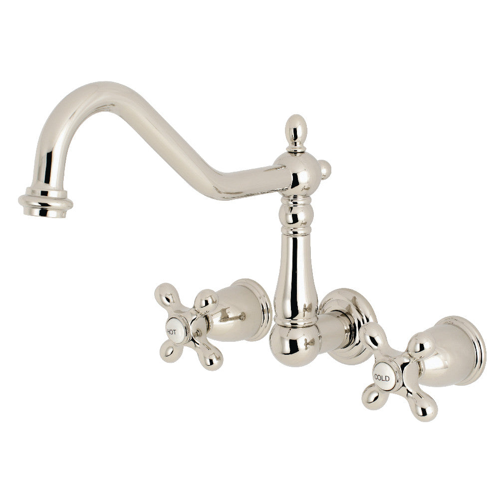 Kingston Brass KS1026AX Heritage Wall Mount Tub Faucet, Polished Nickel - BNGBath