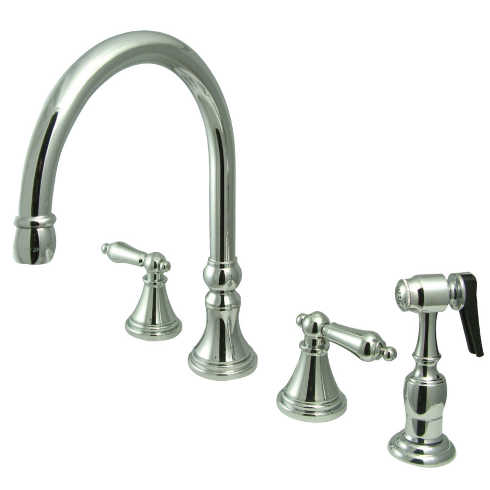 Kingston Brass KS2791ALBS Widespread Kitchen Faucet, Polished Chrome - BNGBath