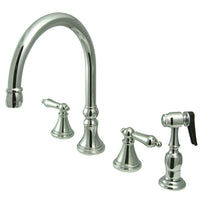 Thumbnail for Kingston Brass KS2791ALBS Widespread Kitchen Faucet, Polished Chrome - BNGBath