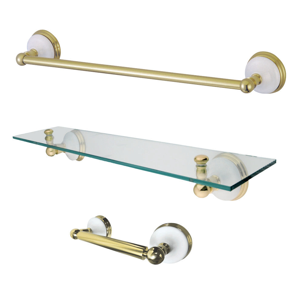 Kingston Brass BAK111289PB Victorian 3-Piece Bathroom Hardware, Polished Brass - BNGBath