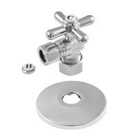 Thumbnail for Kingston Brass CC54401XK 5/8-Inch OD X 1/2-Inch OD Comp Quarter-Turn Angle Stop Valve with Flange, Polished Chrome - BNGBath