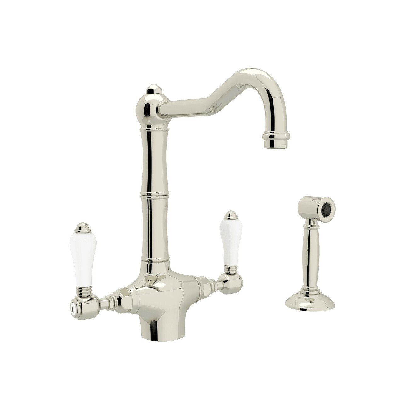 ROHL Acqui Single Hole Column Spout Kitchen Faucet with Sidespray - BNGBath