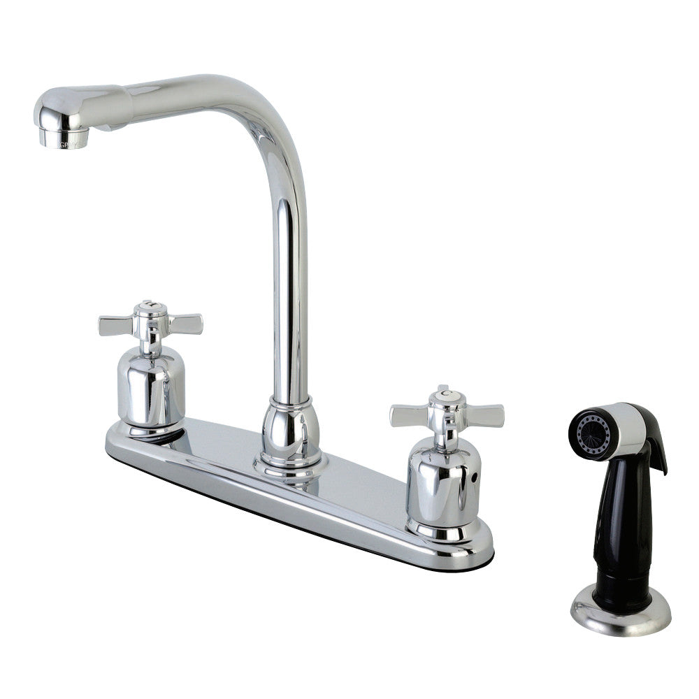 Kingston Brass FB751ZX Millennium 8-Inch Centerset Kitchen Faucet with Sprayer, Polished Chrome - BNGBath