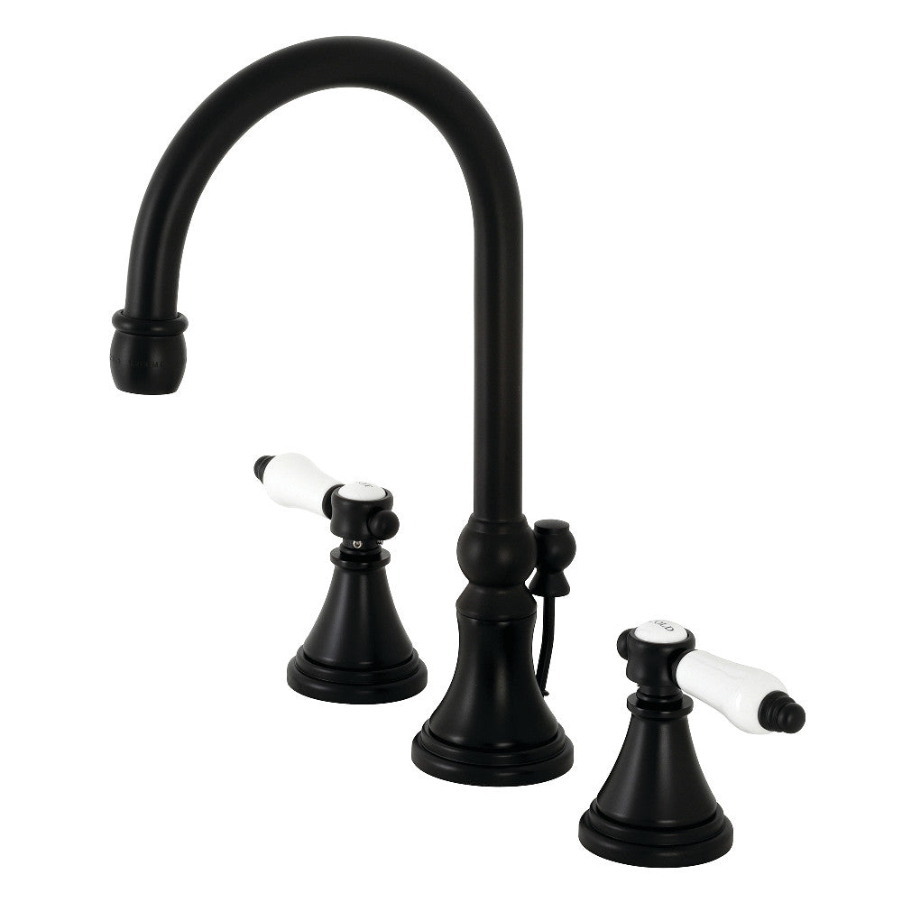 Kingston Brass KS2980BPL Bel Air Widespread Bathroom Faucet with Brass Pop-Up, Matte Black - BNGBath