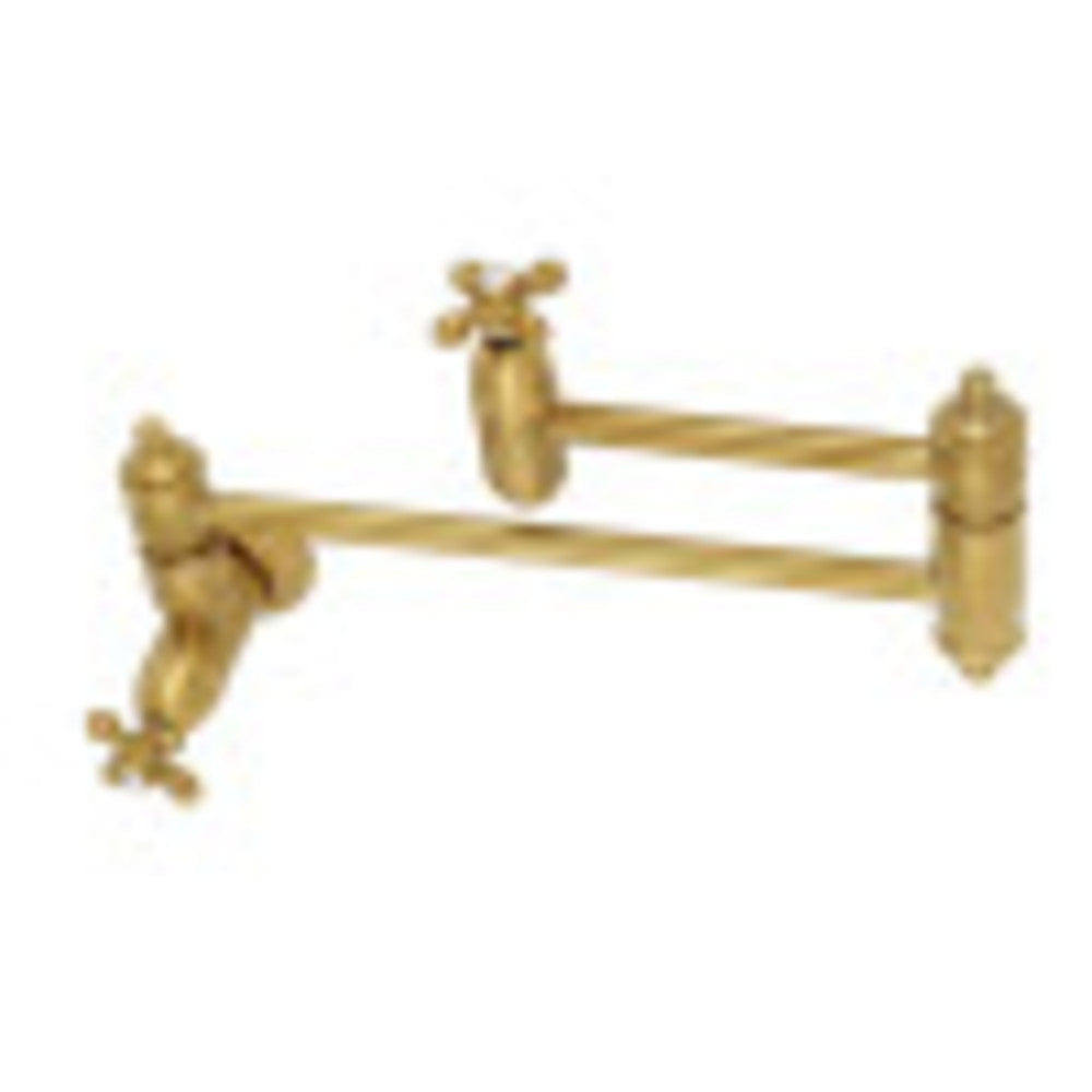 Kingston Brass KS3107AX Restoration Wall Mount Pot Filler Kitchen Faucet, Brushed Brass - BNGBath