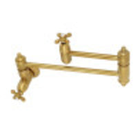 Thumbnail for Kingston Brass KS3107AX Restoration Wall Mount Pot Filler Kitchen Faucet, Brushed Brass - BNGBath