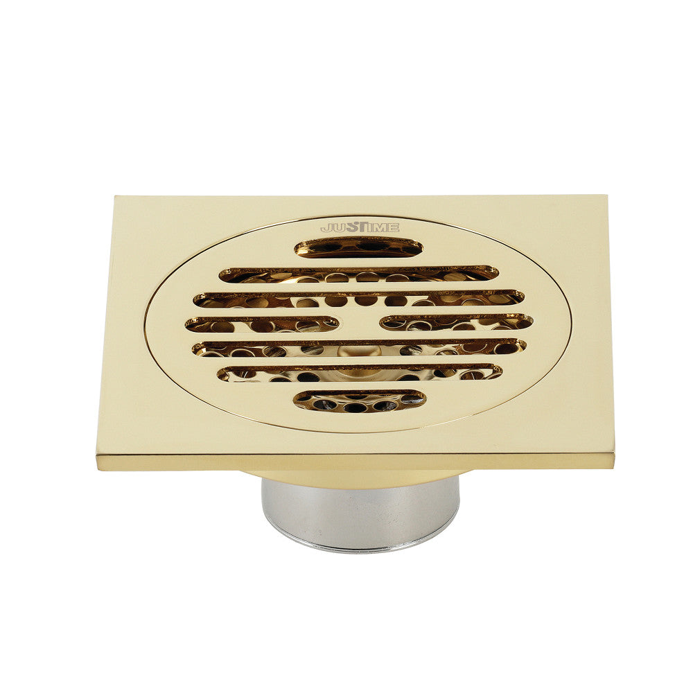 Kingston Brass BSF4262PB Watercourse Symmetric 4" Square Grid Shower Drain, Polished Brass - BNGBath