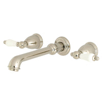 Thumbnail for Kingston Brass KS7126PL 8-Inch Center Wall Mount Bathroom Faucet, Polished Nickel - BNGBath