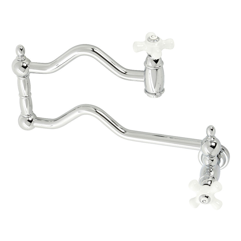 Kingston Brass KS2101PX Heritage Wall Mount Pot Filler, Polished Chrome - BNGBath