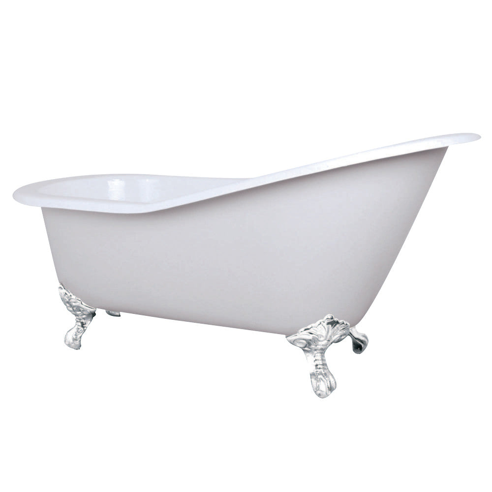 Aqua Eden NHVCTND653129BW 61-Inch Cast Iron Single Slipper Clawfoot Tub (No Faucet Drillings), White - BNGBath