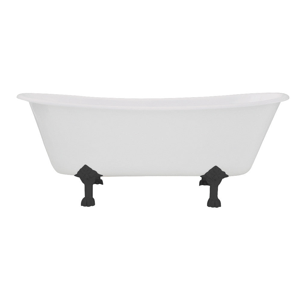 Aqua Eden VCTND6728NH0 67-Inch Cast Iron Double Slipper Clawfoot Tub (No Faucet Drillings), White/Matte Black - BNGBath