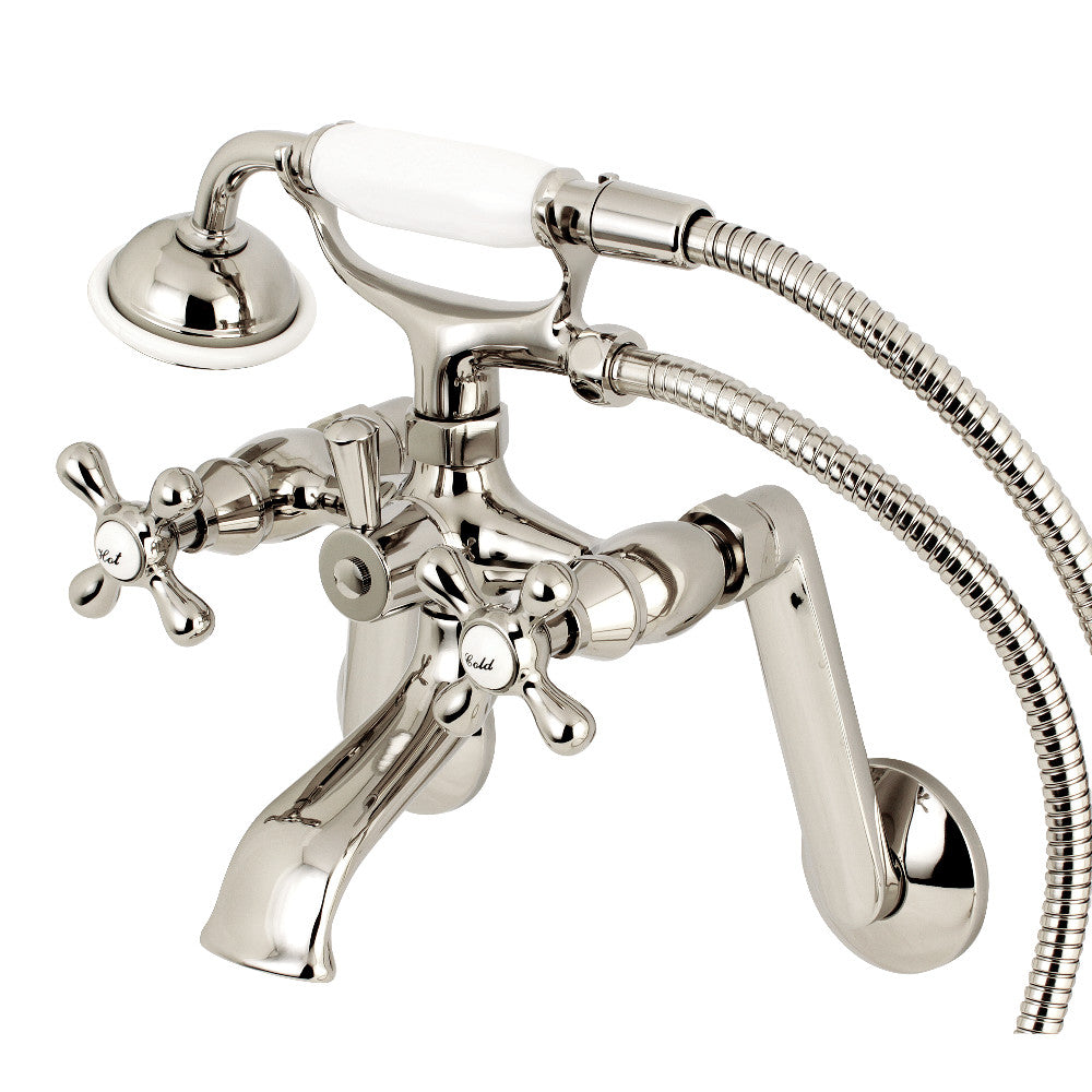 Kingston Brass KS269PN Kingston Tub Wall Mount Clawfoot Tub Faucet with Hand Shower, Polished Nickel - BNGBath