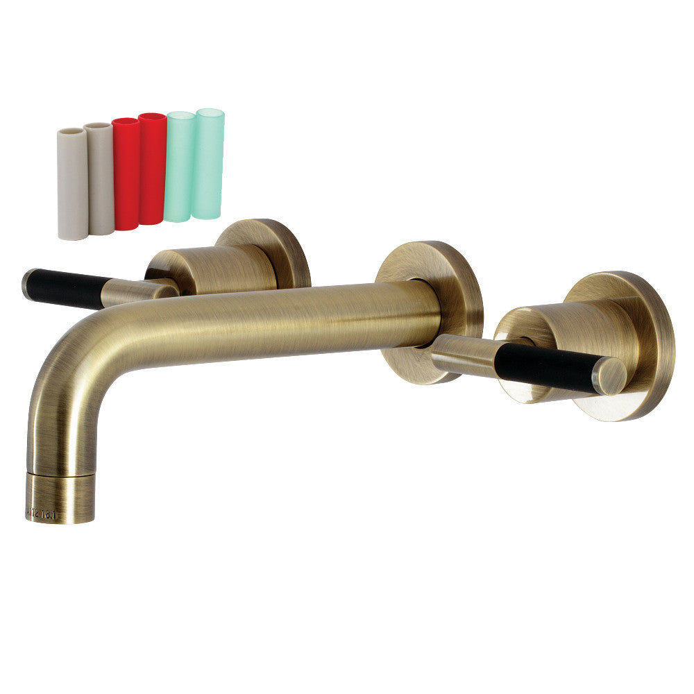 Kingston Brass KS8123CKL Kaiser Two-Handle Wall Mount Bathroom Faucet, Antique Brass - BNGBath