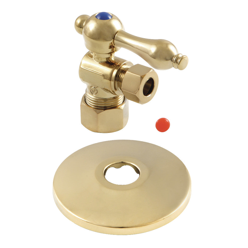 Kingston Brass CC53302K Quarter Turn Valve with Flange (5/8" X 3/8" OD Compression), Polished Brass - BNGBath