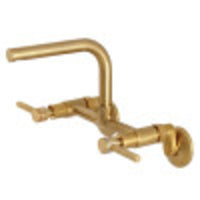 Thumbnail for Kingston Brass Concord 8-Inch Adjustable Center Wall Mount Kitchen Faucet, Brushed Brass - BNGBath