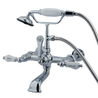 Thumbnail for Kingston Brass CC546T1 Vintage 7-Inch Wall Mount Tub Faucet with Hand Shower, Polished Chrome - BNGBath