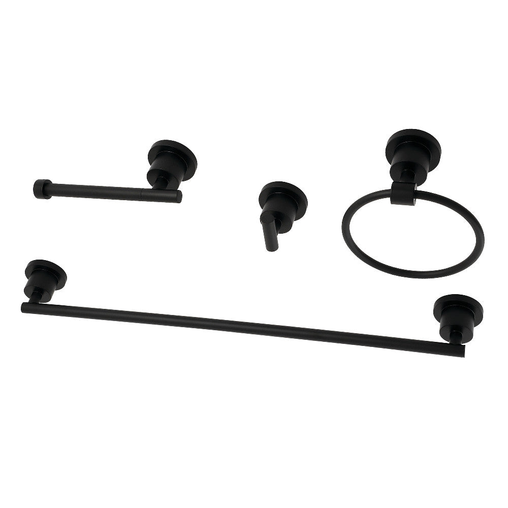 Kingston Brass BAK8211478MB Concord 4-Piece Bathroom Accessory Set, Matte Black - BNGBath