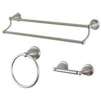 Thumbnail for Kingston Brass BAK175348SN 3-Piece Bathroom Accessory Set, Brushed Nickel - BNGBath