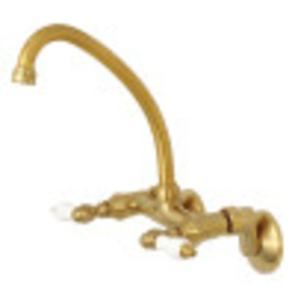 Kingston Brass KS514SB Kingston Two Handle Wall Mount Kitchen Faucet, Brushed Brass - BNGBath