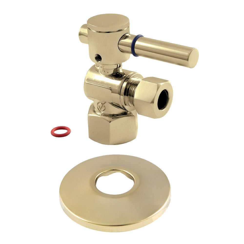 Kingston Brass CC43102DLK 1/2-Inch FIP X 3/8-Inch OD Comp Quarter-Turn Angle Stop Valve with Flange, Polished Brass - BNGBath