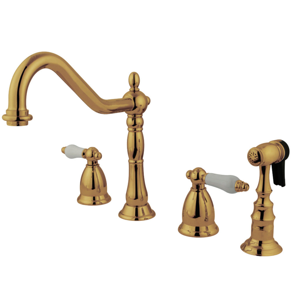 Kingston Brass KS1792PLBS Widespread Kitchen Faucet, Polished Brass - BNGBath