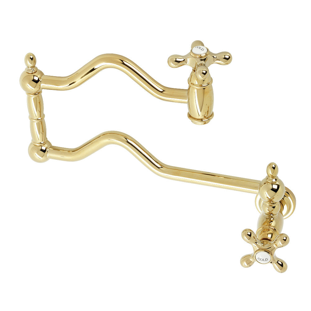 Kingston Brass KS2102AX Heritage Wall Mount Pot Filler, Polished Brass - BNGBath