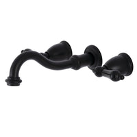 Thumbnail for Kingston Brass KS3120PKL Duchess Two-Handle Wall Mount Bathroom Faucet, Matte Black - BNGBath