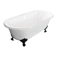 Thumbnail for Aqua Eden VCTND603017NB0 60-Inch Cast Iron Double Ended Clawfoot Tub (No Faucet Drillings), White/Matte Black - BNGBath