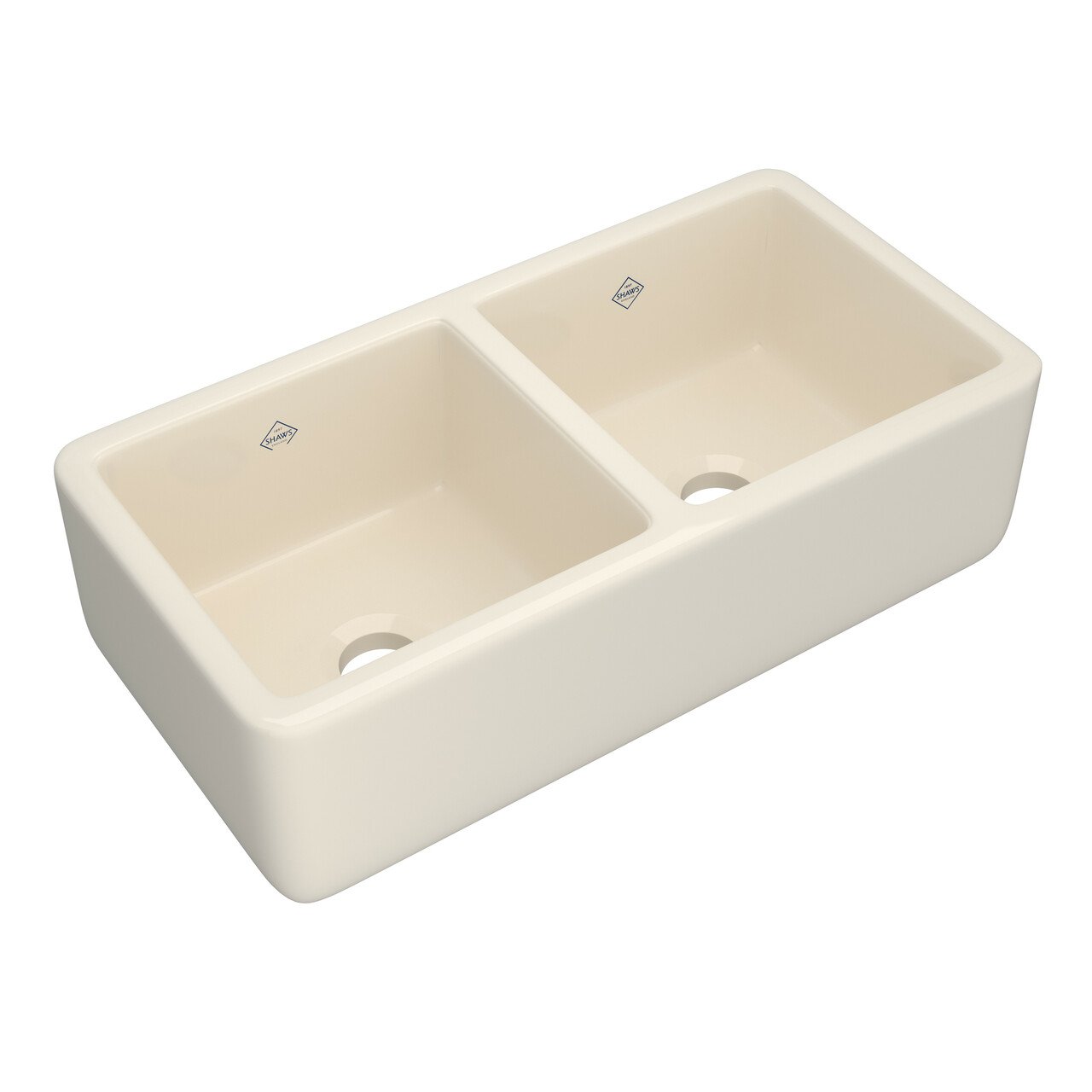 Shaws Original Lancaster Two Bowl Farmhouse Apron Front Fireclay Kitchen Sink - BNGBath