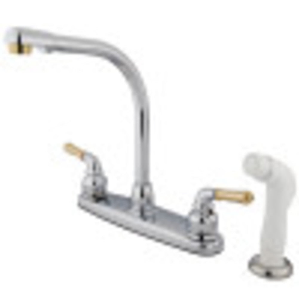 Kingston Brass KB754 Magellan 8-Inch Centerset Kitchen Faucet, Polished Chrome/Polished Brass - BNGBath