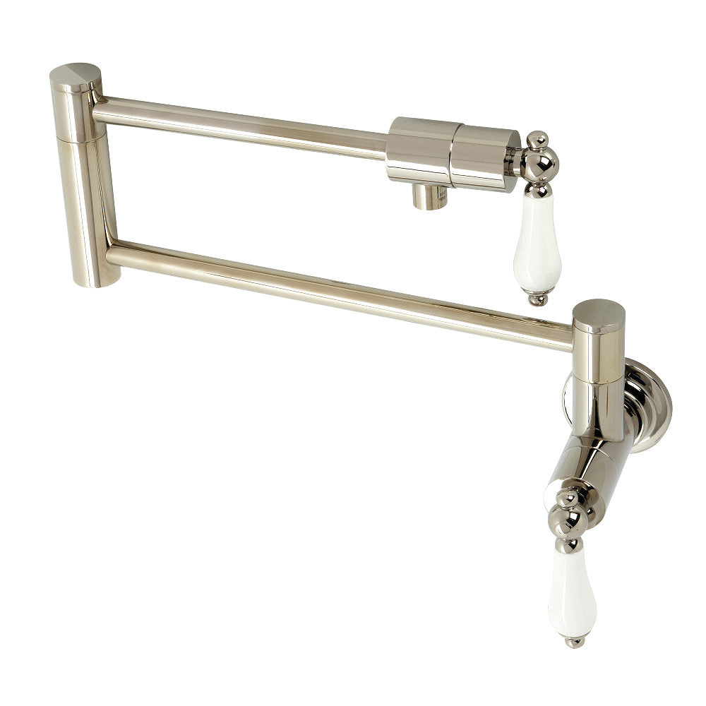 Kingston Brass KS4106PL Metropolitan Wall Mount Pot Filler, Polished Nickel - BNGBath